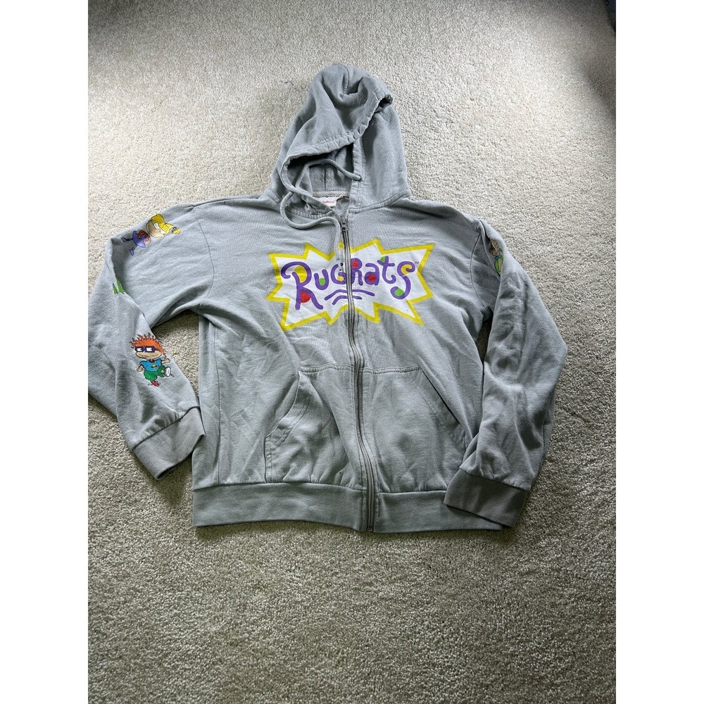 Nickelodeon Rugrats Women's Hoodie Gray Small Zip-Up Cotton READ